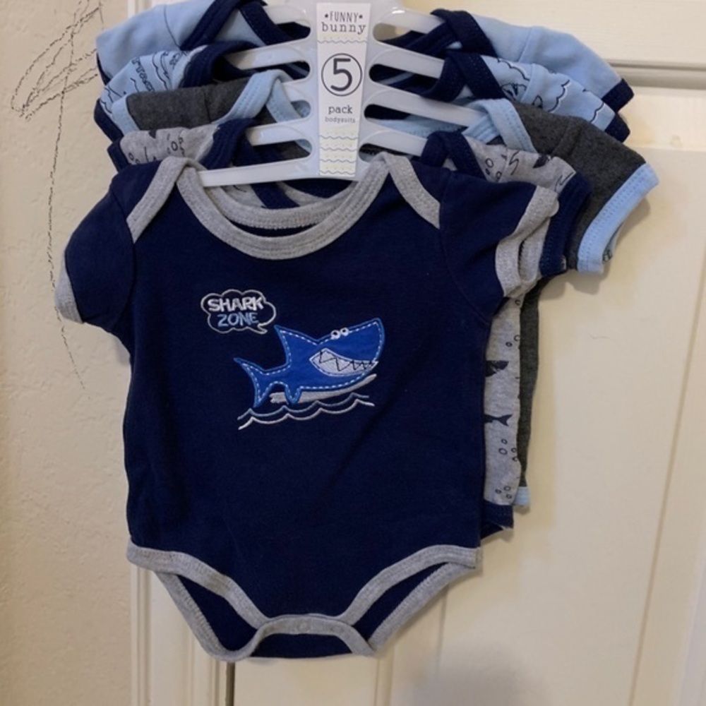 Funny bunny baby boy 5 piece bodysuit set